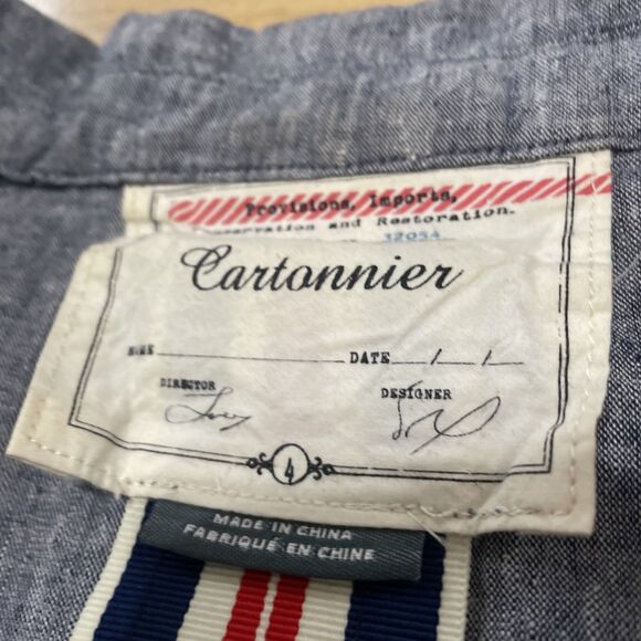 Cartonnier Anthropologie Linen Blazer Women 4 Blue Light 2 Button Preppy Beach 4 - Picture 7 of 16